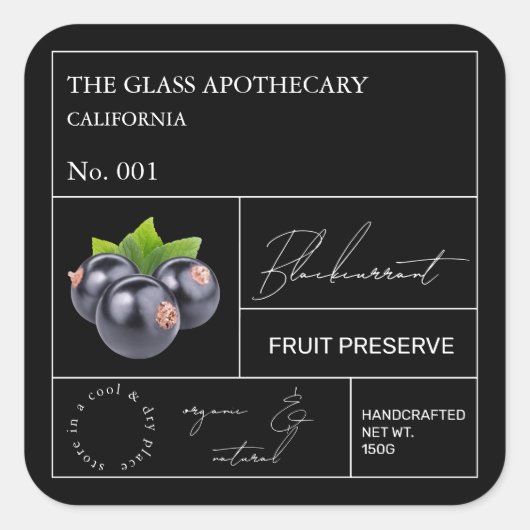 Apothecary Blackcurrant Quadratischer Aufkleber (Vorderseite)