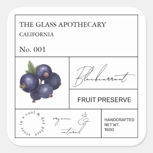 Apothecary Blackcurrant Quadratischer Aufkleber (Vorderseite)