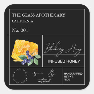 Apothecary Blueberry Infted Honey Label Quadratischer Aufkleber
