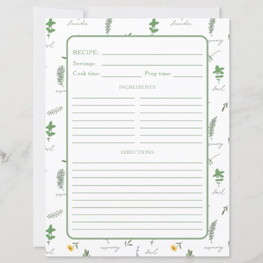 Apothecary Botanical Recipe Binder Page (Vorderseite)