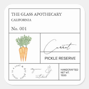 Apothecary Carrot Label Quadratischer Aufkleber