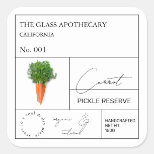Apothecary Carrot Label Quadratischer Aufkleber