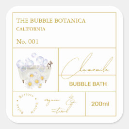Apothecary Chamomile Bubble Bath Label Quadratischer Aufkleber