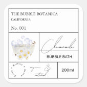 Apothecary Chamomile Bubble Bath Label Quadratischer Aufkleber (Vorderseite)