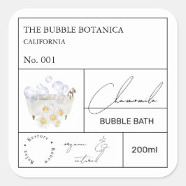 Apothecary Chamomile Bubble Bath Label Quadratischer Aufkleber