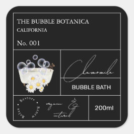 Apothecary Chamomile Bubble Bath Label Quadratischer Aufkleber