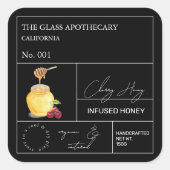 Apothecary Cherry Infted Honey Label Quadratischer Aufkleber (Vorderseite)