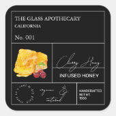 Apothecary Cherry Infted Honey Label Quadratischer Aufkleber (Vorderseite)