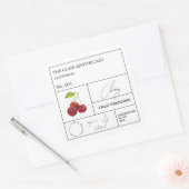 Apothecary Cherry Label Quadratischer Aufkleber (Umschlag)
