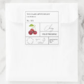 Apothecary Cherry Label Quadratischer Aufkleber (Tasche)
