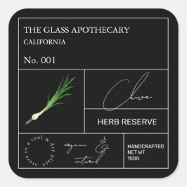 Apothecary Chive Label Quadratischer Aufkleber