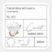 Apothecary Coconut Bubble Bath Label Quadratischer Aufkleber (Vorderseite)