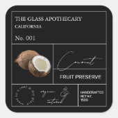 Apothecary Coconut Label Quadratischer Aufkleber (Vorderseite)