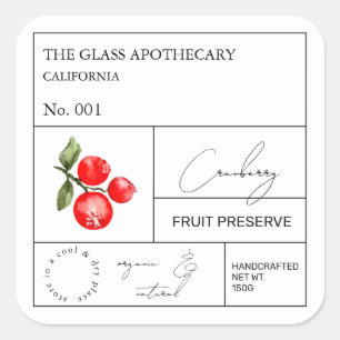 Apothecary Cranberry Label Quadratischer Aufkleber