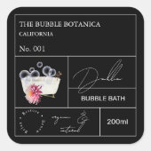 Apothecary Dahlia Bubble Bath Label Quadratischer Aufkleber (Vorderseite)