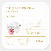 Apothecary Dahlia Bubble Bath Label Quadratischer Aufkleber (Vorderseite)