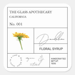 Apothecary Dandelion Label Quadratischer Aufkleber