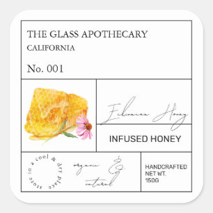 Apothecary Echinacea Infanterie Honey Label Quadratischer Aufkleber