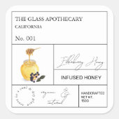 Apothecary Elderberry Infted Honey Label Quadratischer Aufkleber (Vorderseite)