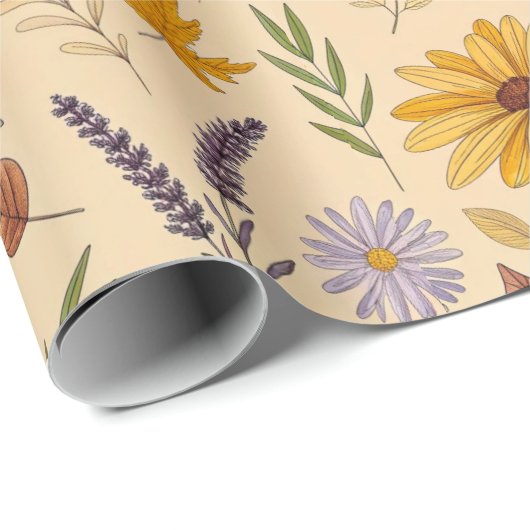 Apothecary Fall Floral Botanical Pattern Geschenkpapier (Rolleneckpunkt)
