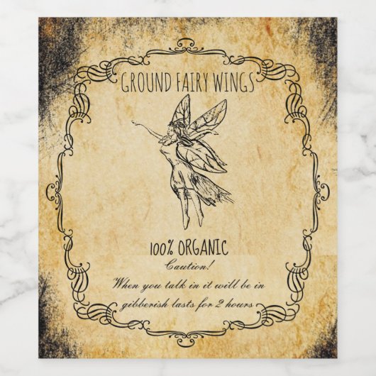 Apothecary halloween Vintage Märchenflügel Weinetikett (Einzelnes Label)