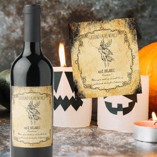 Apothecary halloween Vintage Märchenflügel Weinetikett