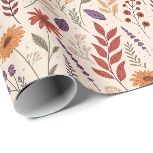 Apothecary Herbal Bloom Cream Pattern Geschenkpapier (Rolleneckpunkt)