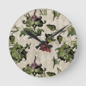 Apothecary Hexe Pflanze | Steampunk Botanische Krä Runde Wanduhr (Vorderseite)