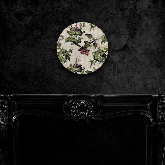 Apothecary Hexe Pflanze | Steampunk Botanische Krä Runde Wanduhr