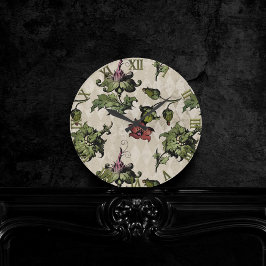 Apothecary Hexe Pflanze | Steampunk Botanische Krä Runde Wanduhr