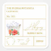 Apothecary Hibiscus Bubble Bath Label Quadratischer Aufkleber (Vorderseite)