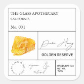 Apothecary Honeycomb Honey Label Quadratischer Aufkleber (Vorderseite)