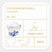 Apothecary Iris Bubble Bath Label Quadratischer Aufkleber (Vorderseite)