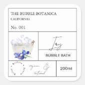 Apothecary Iris Bubble Bath Label Quadratischer Aufkleber (Vorderseite)