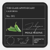 Apothecary Jalapeno Label Quadratischer Aufkleber (Vorderseite)