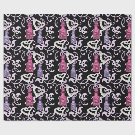 Apothecary Jars & Pearl Hearts Wrapping Paper Geschenkpapier (Flach)
