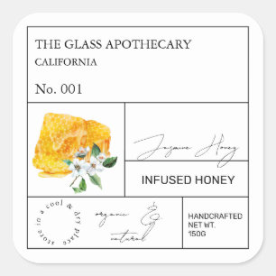 Apothecary Jasmine Infomaterial Honey Label Quadratischer Aufkleber