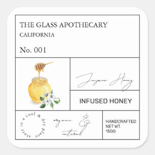 Apothecary Jasmine Infomaterial Honey Label Quadratischer Aufkleber