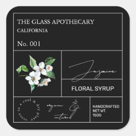 Apothecary Jasmine Label Quadratischer Aufkleber