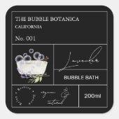 Apothecary Lavender Bubble Bath Label Quadratischer Aufkleber (Vorderseite)