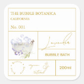 Apothecary Lavender Bubble Bath Label Quadratischer Aufkleber (Vorderseite)