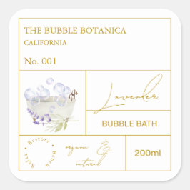 Apothecary Lavender Bubble Bath Label Quadratischer Aufkleber