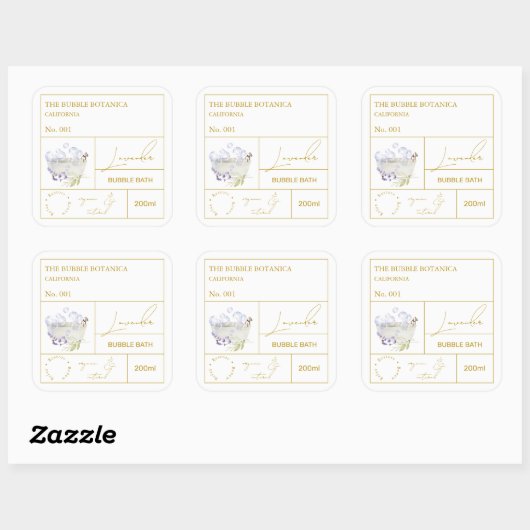 Apothecary Lavender Bubble Bath Label Quadratischer Aufkleber (Blatt)