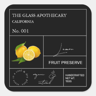 Apothecary Lemon Label Quadratischer Aufkleber