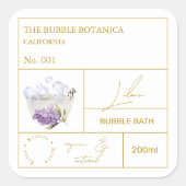 Apothecary Lilac Bubble Bath Label Quadratischer Aufkleber (Vorderseite)