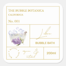 Apothecary Lilac Bubble Bath Label Quadratischer Aufkleber