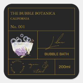 Apothecary Lilac Bubble Bath Label Quadratischer Aufkleber