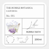 Apothecary Lilac Bubble Bath Label Quadratischer Aufkleber (Vorderseite)