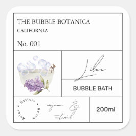 Apothecary Lilac Bubble Bath Label Quadratischer Aufkleber