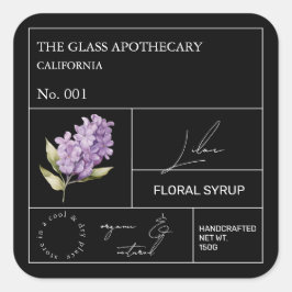 Apothecary Lilac Label Quadratischer Aufkleber
